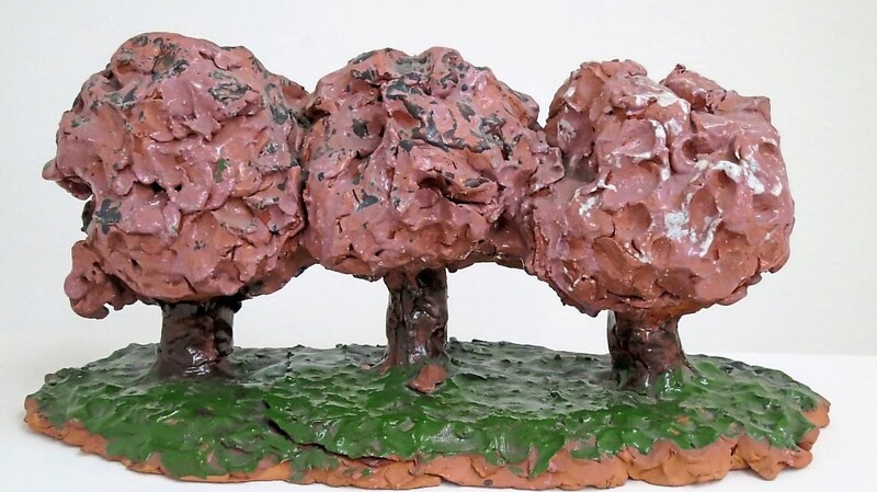 Thomas Stimms bemalte Keramik "Drei blühende Bäume" aus dem Jahr 1986