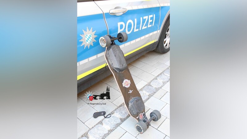 Dieses Skateboard mit Elektro-Antrieb hat die Polizei beschlagnahmt.
