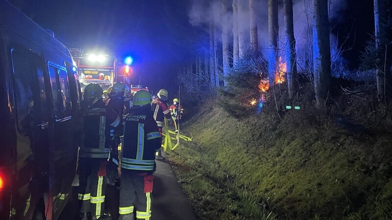 Bei Eintreffen der Feuerwehren standen rund fünf Quadratmeter Waldboden in Brand.