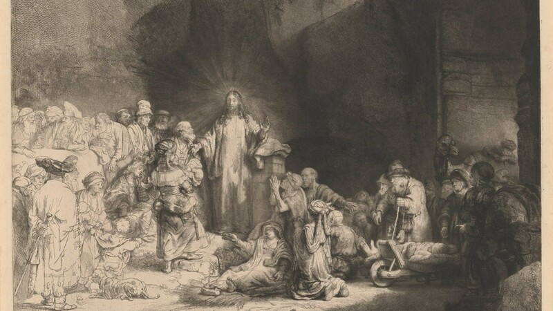 Das schon zu Lebzeiten Rembrandts wertvolle "Hundertguldenblatt" (Der predigende Christus), um 1648.