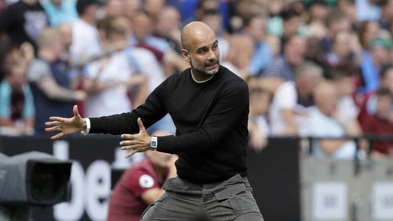 Mit vollem Einsatz dabei: Pep Guardiola, Trainer von Manchester City.