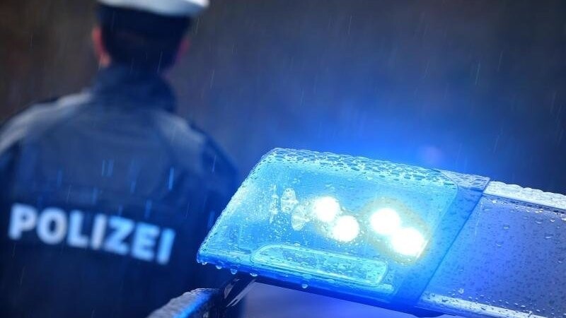 Ein Polizist vor einem Streifenwagen mit Blaulicht. Foto: Karl-Josef Hildenbrand/dpa/Symbolbild