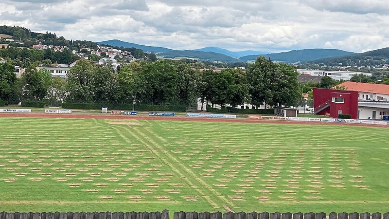Der Rasen im städtischen Stadion ist nach dem Strandkorb-Open-Air ruiniert. An einen Spielbetrieb ist derzeit nicht zu denken.