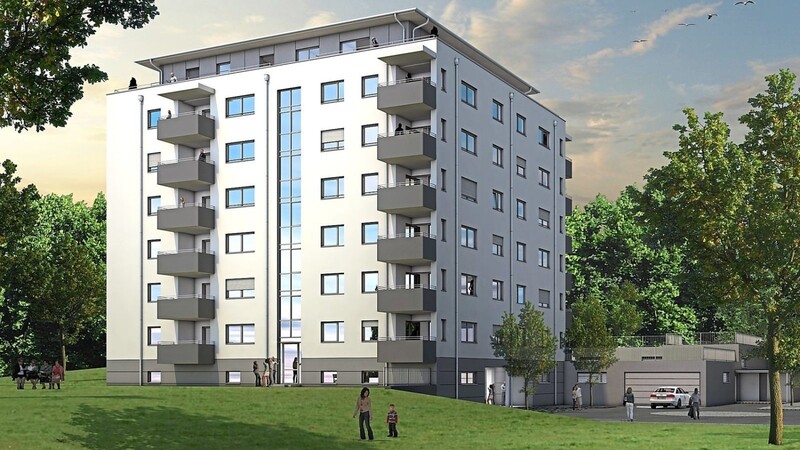 Im Quartier an der Dr.-Kollmann-Straße baut die Stadtbau GmbH in den nächsten Jahren zwei Häuser mit insgesamt 66 Wohnungen, die zu moderaten Preisen vermietet werden.