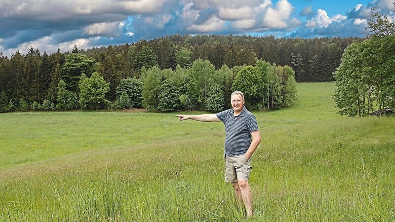 Alois Mühlbauer: "Auf diesem zehn Hektar großen Grünland könnte ein Solarpark entstehen." Der Landwirt aus Liebenstein möchte dabei die Bürger beteiligen.