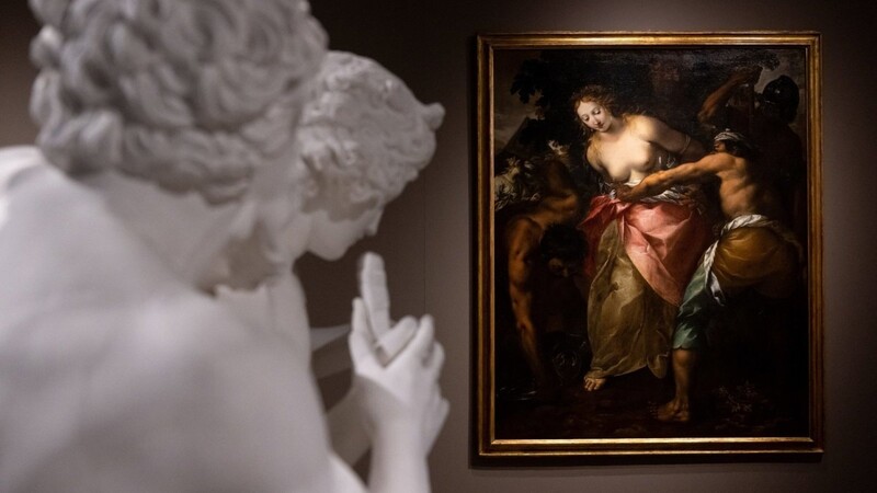 Das Bild "Martyrium der hl. Agatha" von Giovanni Stefano Danedi (auch bekannt als Giovanni Stefano Doneda bzw. Montalto, Mitte 17. Jahrhundert) ist bei einem Presserundgang im Diözesanmuseum in der Ausstellung "Verdammte Lust" zu sehen.