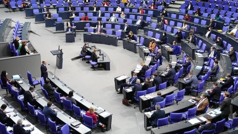 Der Plenarsaal des Deutschen Bundestages in Berlin.