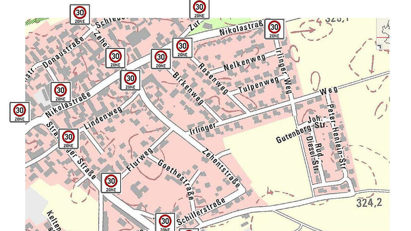 Allein im Bereich Nikola- und Straubinger Straße wären 13 Tempo-30-Schilder notwendig.