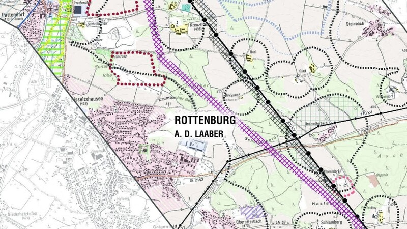 Im auf der Tennet-Homepage eingestellten Kartenmaterial ist auch der Bereich rund um Rottenburg zu finden - hier ein Kartenausschnitt.