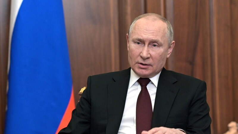 Russlands Präsident Wladimir Putin bei seiner Fernsehansprache.