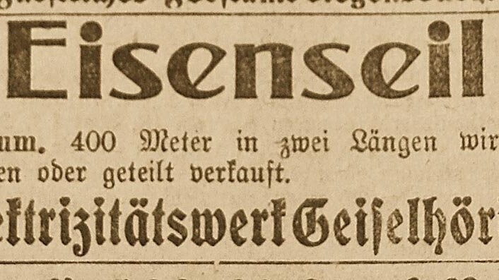 Vor 100 Jahren gab es In Geiselhöring ein Elektrizitätswerk.