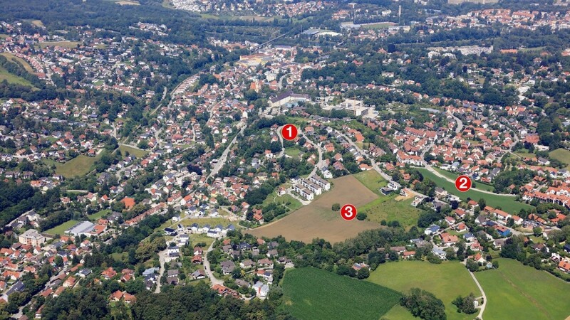 In Achdorf sollen drei neue Baugebiete entstehen: Am Schopperfeld (1), am Felix-Meindl-Weg (2) und am Steinlech (3).