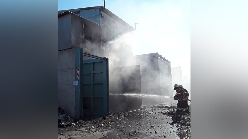 Neun Feuerwehren waren zu dem Brand in der Recyclinganlage in Wörth alarmiert worden.