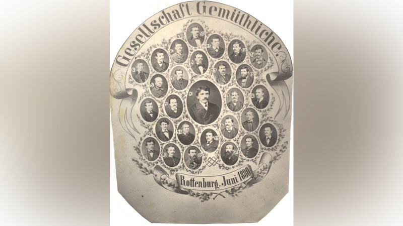 Die Gründungsmitglieder der "Gesellschaft Gemüthlichkeit" auf einem Foto aus dem Jahr 1880.