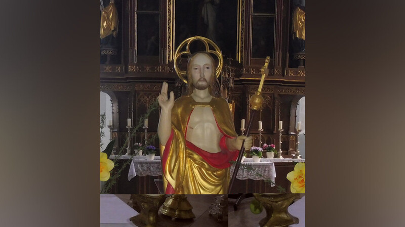 Eine Statue des auferstandenen Jesus und eine Monstranz sind unter den gestohlenen Gegenständen.