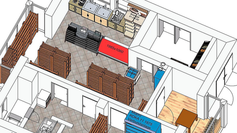 Die Visualisierung zeigt, wie der Dorfladen Moosbach einmal aussehen könnte. Neben dem Ladenbereich sind auch Sitzmöglichkeiten geplant.