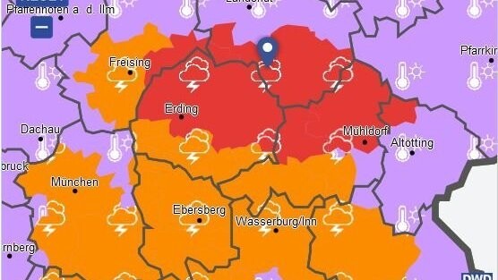 Schwere Gewitter kündigt der Deutsche Wetterdienst für Mittwochnachmittag im Raum Landshut an.