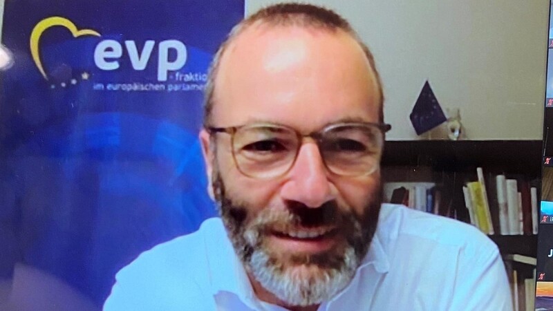 EVP-Fraktionschef Manfred Weber zu Gast bei der virtuellen Sitzung der Regener CSU-Kreisvorstandschaft, die vom Kreisvorsitzenden Stefan Ebner moderiert wurde.