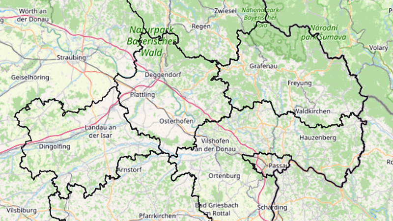 Die geplante Ausdehnung des Verkehrsverbunds Donau-Wald.