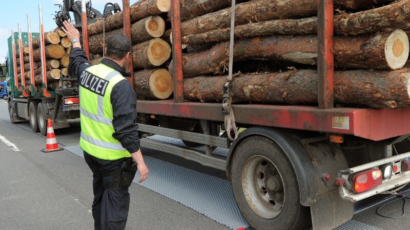 Zwei Holztransporter waren am Montagabend im Landkreis Cham auf Abwegen unterwegs. Der Grund: Sie waren überladen und wollten dadurch offenbar einer Polizeikontrolle entgehen (Symbolbild).