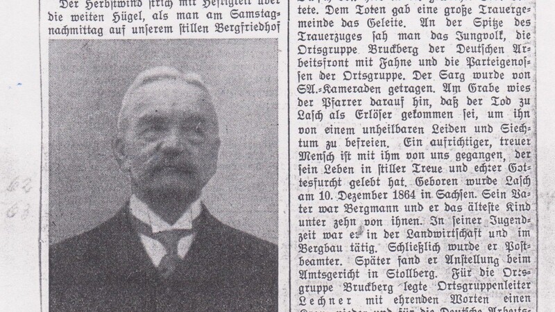 Heimatforscher Vitus Lechner besitzt noch einen alten Zeitungsartikel, der über die Beerdigung von Louis Lasch berichtet