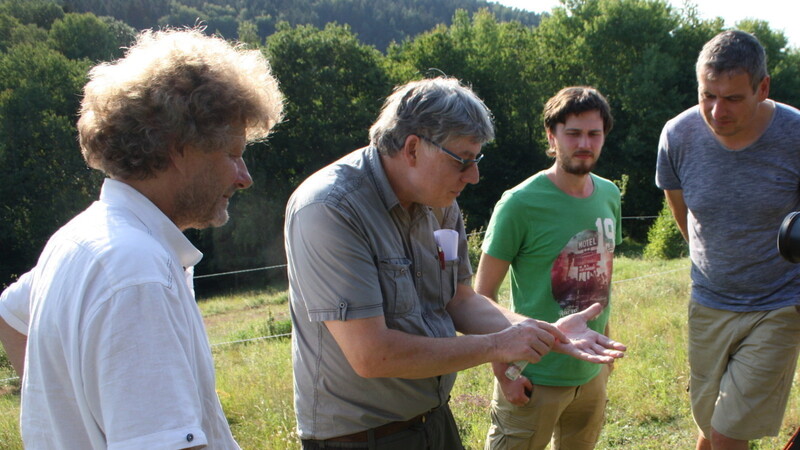 Dr. Andreas Segerer (2. von links) zeigt einigen Gemeinderäten sowie dem zweiten Bürgermeister Franz Löffl einen Fund.