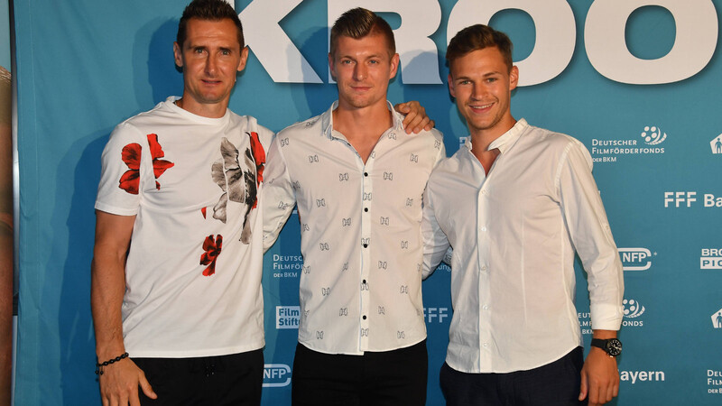 Deutsche Fußballstars: Miroslav Klose, Toni Kroos und Joshua Kimmich (v.li.).