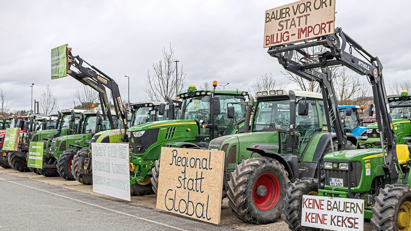 Proteste der Bauern in Regensburg.
