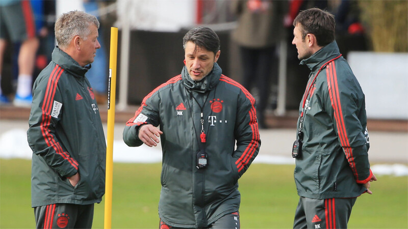 Bayerns Trainer Gespann: Co-Trainer Peter Hermann, Chef Niko Kovac und Assistent Robert Kovac (v.li.).