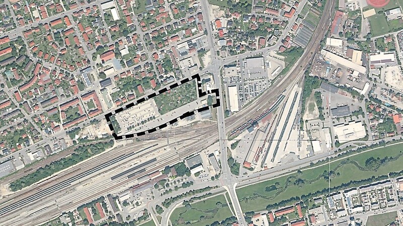 Interessante Fläche mit Entwicklungspotenzial: das 2,3 Hektar große Areal zwischen Hauptbahnhof und Oberndorferstraße (schwarz markiert).