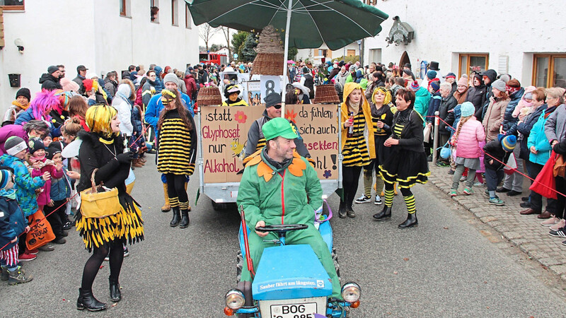 Das Volksbegehren "Rettet die Bienen" war auch auf dem Faschingsumzug in Haselbach Thema.