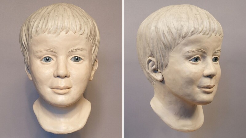 Im Rahmen einer rechtsmedizinischen Gesichtsrekonstruktion wurde diese Skulptur erstellt.