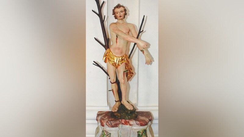 Die Tragefigur des Heiligen Sebastian, des Stadtpatrons.