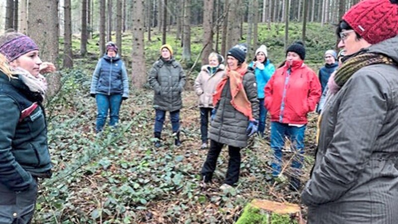 Die Revierförster Johanna Gierl und Florian Fischer informierten beim Waldbegang für Frauen über Naturverjüngung und ihre Pflege.