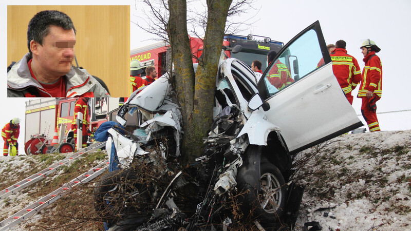 Kaum zu glauben, dass die beiden Insassen dieses völlig zerstörten Wracks den Unfall im Januar 2016 überlebten. Der damalige Fahrer sitzt jetzt auf der Anklagebank des Schwurgerichts Regensburg.