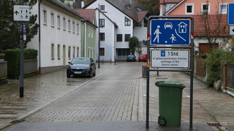 Der Hinweis "Schritt fahren" ist schon da, aber im Vorbeifahren kaum zu erkennen. Die Bürgerinitiative Fußgänger- und Fahrradfreundliches Wörth will an den Enden der Ludwigstraße neue Schilder mit einer größeren Aufschrift.