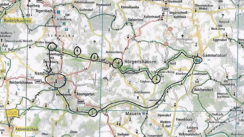 Schwarz in die Karte eingezeichnet ist der Verlauf des 33,8 Kilometer langen "Kulturradweges".