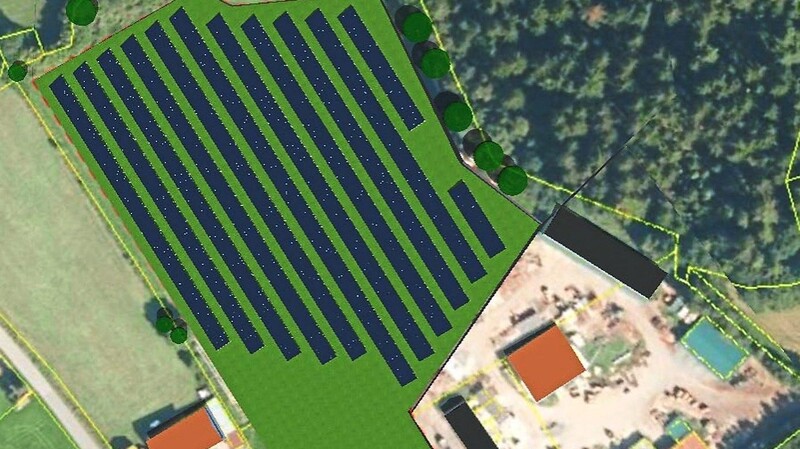 Die Grafik macht deutlich, wie die 3.570 Solarmodule des Solarpark-Biotops in Kettersdorf ausgerichtet sein könnten.