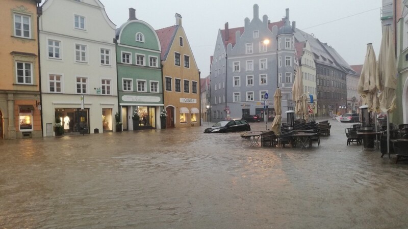 Die Innenstadt von Landshut war im Juni 2021 überflutet.