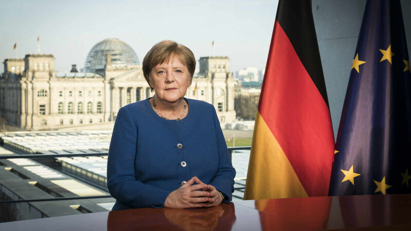 Bundeskanzlerin Angela Merkel (CDU) bei ihrer Fernsehansprache.