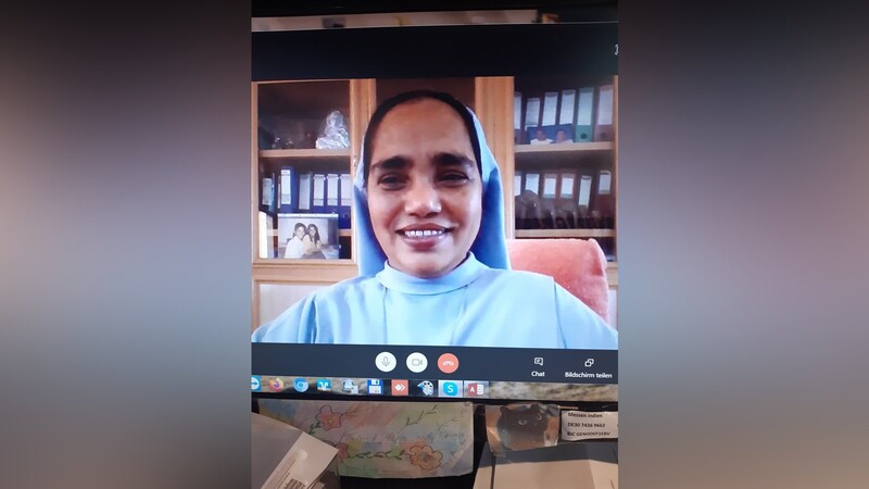 Per Skype berichtet Schwester Kala vom Pandemie-Alltag in ihrer Heimatstadt Alleppey.