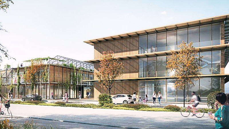 So soll das künftige Multifunktionsgebäude "RUBINA" der Energieagentur Regensburg mit dem integrierten Bildungszentrum aussehen.