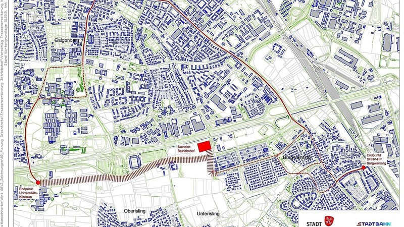 Zwischen den Endhaltestellen Universität und Burgweinting könnte die Zusatzlinie eingerichtet werden.
