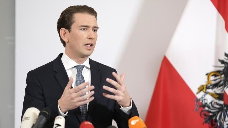 Sebastian Kurz (ÖVP), Bundeskanzler von Österreich, spricht bei einem Statement zur Regierungskrise im Bundeskanzleramt.