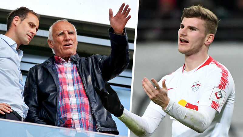 Können einen Abgang von Timo Werner (r.) wohl nicht mehr verhindern: RB-Leipzig-Boss Oliver Mintzlaff (l.) und Red-Bull-Chef Dietrich Mateschitz.
