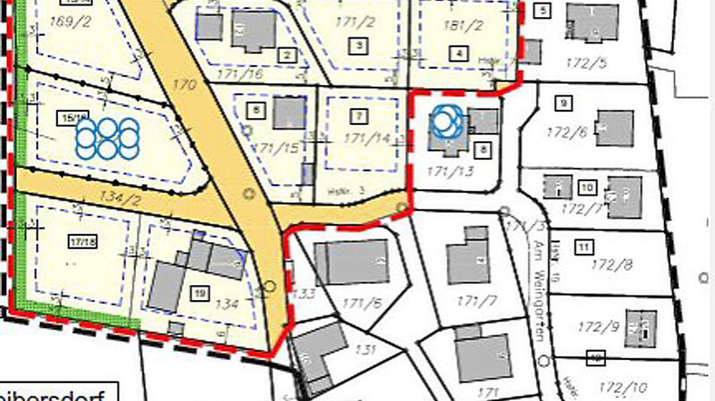 Um den gekennzeichneten Bereich geht es bei der Deckblattänderung im Baugebiet "Am Weingarten" in Leiberstdorf.