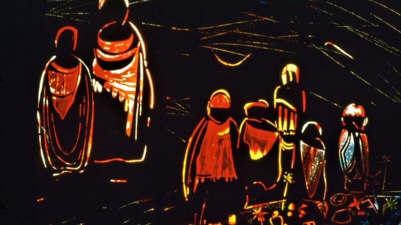 Das Glasbild trägt den Titel "Die Nacht des Lichts" und ist in Drachselsried zu sehen.
