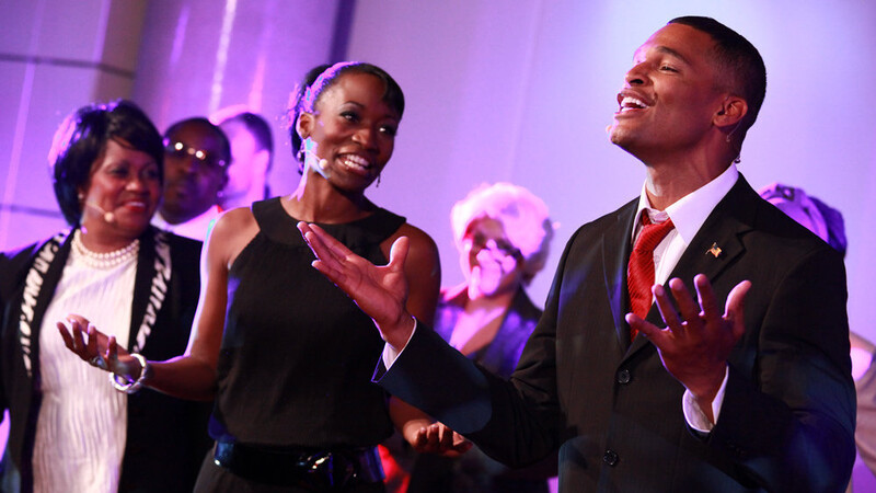 Della Miles und Jimmie Wilson als Michelle und Barack Obama. Bild: HOPE - Obama-Musical- Story / Copyright: MOVE GmbH