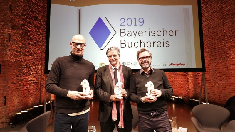 Die Träger des Bayerischen Buchpreises 2019 (von links): Joachim Meyerhoff, Jan-Werner Müller und David Wagner