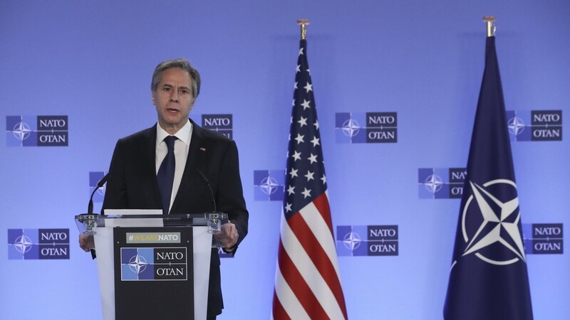 US-Außenminister Antony Blinken hält eine Rede vor einem Treffen der Nato-Außenminister. Die Außenminister wissen noch immer nicht, wie das Ende der 20 Jahre dauernden Mission in Afghanistan aussehen könnte.